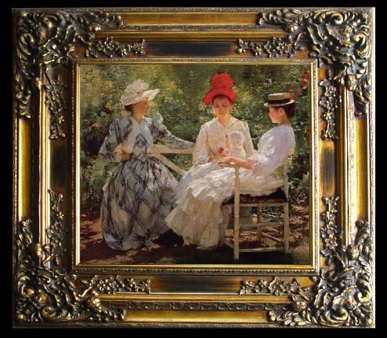 framed  Edmund Charles Tarbell In a Garden, Ta014
